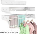 Wall Mounted Drying Rack for Laundry 19.8'', Folding Drying Rack Clothing Wall Mount with 3 Rods and 4 Hooks, Space Saving for Indoor Outdoor Bathroom Balcony (White, 19.8'') by CozyNest Decor