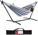 PNAEUT Double Hammocks with Stand for Outside, Portable Space Saving Heavy-Duty Steel Stand for Indoor Outdoor Patio with Carrying Bag, 450 lbs Capacity (Sky) by GreenHaven Gardens