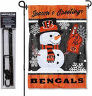 Cincinnati Bengals Holiday Snowman Garden Flag and Flagpole Mount by GreenHaven Gardens