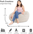 Posh Creations Bean Bag Chair for Kids, Teens, and Adults Includes Removable and Machine Washable Cover, Soft Faux Rabbit Fur - Cream, 38in - Large by TinyTreasures Baby Boutique