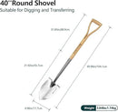 Berry&Bird Round Point Gardening Shovel with Wood D-Handle, 40.98" Stainless Steel Beach & Snow Shovel by GreenHaven Gardens
