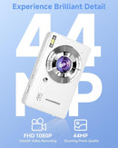 Digital Camera, 44MP FHD 1080P Camera for Kid with 16X Zoom Anti Shake, Compact Small Camera with 32GB SD Card, Digital Camera for Teens for Teens Girls Kids Adults(White) by TinyTreasures Baby Boutique