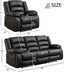 EBELLO Faux Leather Manual Recliner Sofa Set, 2 Recliner Chair, 3 Seat Reclining Sofa, Couch Set for Living Room, Bedroom, Meeting Room, Black (2Recliner+Sofa) by CozyNest Decor