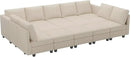 Belffin Large 15 Seat Modular Sectional Sofa with Storage Seat Corduroy Sleeper Sectional Sofa Bed Oversized Convertible Modular Couch for Living Room Beige by CozyNest Decor