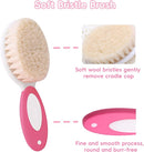 Baby Hair Brush and Comb Set, 4Pcs Baby Soft Bristles Brush Cradle Cap Brush Hair Comb for Newborns Toddlers Boys Girls (Pink) by TinyTreasures Baby Boutique