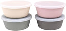 WeeSprout Bamboo Kids Bowls with Lids, Set of Four 10 oz Kid-Sized Dinnerware, Cereal, Leftovers & Snack Bowl, Dishwasher Safe (Pink, Green, Gray, & Beige) by TinyTreasures Baby Boutique