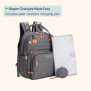 BabbleRoo Extra Large Diaper Bag Backpack, Expandable Baby Bag with Up to 50% More Capacity - Travel Essentials Baby Bag Tote with Changing Pad, Stroller Straps & Pacifier Case - Unisex, Dark Gray by TinyTreasures Baby Boutique