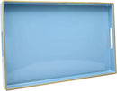 Spsyrine Blue Decorative Serving Tray with Handles, Elegant Plastic Coffee Table Tray for Ottoman, Living Room, Home Decor 15.6" X 10.2" Light Blue by CozyNest Decor