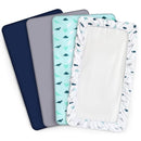 Bassinet Sheet 4 Pack for Baby Boys, Bassinet Sheets Ultra Soft Universal Fit for Most Rectangle, Oval, Hourglass Bassinet Mattress, Bassinet Sheets, Navy by TinyTreasures Baby Boutique