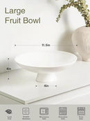 Kanwone Large Fruit Bowl for Kitchen Counter - Decorative Bowls for Home Décor - Ceramic Fruit Bowl, Pedestal Bowl - Modern Key Bowl for Entryway Table - 11.5 Inches, White by CozyNest Decor