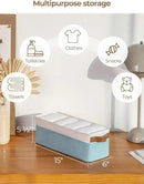 StorageWorks Narrow Storage Bins, Small Basket for Closet and Shelves, Fabric Organizer with Handles, Toilet Paper Storage, Light Blue and White, 2-Pack by CozyNest Decor
