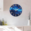 Small Wall Clocks Battery Operated 12 Inch Blue Marble Wall Clock for Kitchen Glass Analog Silent Wall Clock Non Ticking by CozyNest Decor
