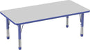 FDP Rectangle Activity School and Classroom Kids Table (30 x 60 inch), Toddler Legs, Adjustable Height 15-24 inches - Gray Top and Blue Edge by CozyNest Decor