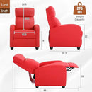 BestMassage | Recliner Chair | No Massage Function | Pu Red | with Lumbar Support, Adjustable Push Back, Wide Armrests, Footrest & Padded Seat | Easy Assembly | for Living Room, Home Theatre by CozyNest Decor