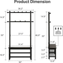Coat Rack with Shoe Storage, Wooden Hall Tree with Bench, 11 Hooks and 2-Tier Storage Shelves, 3-in-1, Entryway Bench with Coat Rack (31.5"-Deep Black) by CozyNest Decor