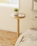 Masupu Round Side Table, Small End Table for Small Spaces, Pedestal Drink Table with Solid Wood Leg for Living Room, Bedroom, Corners(Natural) by CozyNest Decor