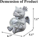 Garden Dragon Statue Outdoor Decor, Baby Resin Figurine Holding Magic Orb With Solar LED Lights, 7.1" for Patio, Lawn & Yard, Summer Gift for Mom by GreenHaven Gardens