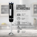 OVENTE Cordless Immersion Hand Blender, Rechargeable Handheld Portable Stick Mixer with 8 Mixing Speed Option, One-Touch Control and Stainless Steel Blades for Smoothies, Shakes or Soups, Black HR781B by TinyTreasures Baby Boutique