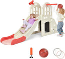 BABY JOY Toddler Large Slide, 6 in 1 Slide for Kids with Basketball Hoop, Ring Toss, 2 in 1 Convertible Climbing Way, Freestanding Kids Slide Climber Set for Indoors Outdoor Boys Girls Gifts Present by TinyTreasures Baby Boutique