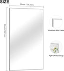 30x55In Silver Bathroom Mirror for Wall, Brushed Nickel Rectangle Mirrors with Metal Frame, Bathroom Rectangular Mirror Modern Wall Mirror for Bedroom Living Room, Hangs Horizontal or Vertical by CozyNest Decor