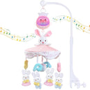 Baby Crib Mobile for Girls with Music, Lights & Projection, Adjustable Volume, 360° Rotating Plush Crib Toys with Detachable Musical Box, Hanging Mobile for Crib, Nursery Decor by TinyTreasures Baby Boutique