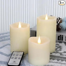 Flameless Candles Battery Operated with Remote Timer, 3D Moving Flame Flickering, Last 600+ Hours Battery Candles, Set of 3 Ivory Real Wax Electric LED Candle for Wedding Party Decor by CozyNest Decor
