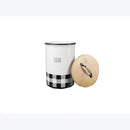 Young's Inc. 4 Pcs Set Plaid with Bamboo Lids Ceramic Canisters- Storage Container for Kitchen and Bathroom - Beautiful Home Decor Accent to Store Food, Coffee, Tea, and More - Black, White by CozyNest Decor