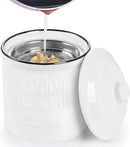 Ceramic Bacon Grease Container Keeper with Strainer,1L Frying Oil Storage Can White by CozyNest Decor