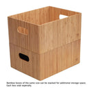 Stackable Bamboo Storage Bin (14” x 11” x 6.5”) with Integrated Handles & Labeling Clip | Premium Multi-Purpose Organizer by MobilevisionUS
