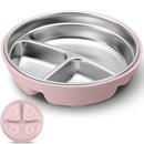Nuogo 1 Pcs Stainless Steel Baby Suction Plates with Removable Silicone Shell 2-in-1 Metal Toddler Bowl Divided for Picky Eaters Kids Feeding Led Weaning Supplies, Dishwasher Safe (Dark Pink) by TinyTreasures Baby Boutique