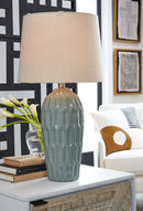 Hadbury - Ceramic Table Lamp (Set of 2) - Pale Blue / Teal
