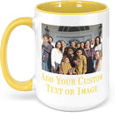 Personalized Coffee Mug, Custom Photo Text 15 Oz Ceramic Mug, Customized Picture Name Tea Cup, Unique Gift Idea, Taza Cafe Personalizadas Fotos, Cute Custom Gifts Mom Women Men, Mother's Day, Yellow by TinyTreasures Baby Boutique