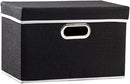 PRANDOM Foldable Storage Box with Lid [1-Pack] Fabric Collapsible Storage Bin Organizer Container Basket Cube with Cover for Home Bedroom Closet Office Nursery Black (14.9x9.8x9.8) by TinyTreasures Baby Boutique