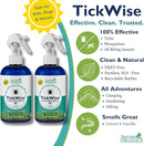 3 Moms Organics, TickWise 8oz Extra Strength Double Whammy 2-Pack - DEET- Free, Tick and Insect Repellent, Plant Based Essential Oils, All Natural Ingredients, Safe for Kids, Adults, Dogs & Horses by TinyTreasures Baby Boutique