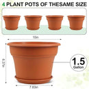10 Inch Plastic-Flower-Pot-for-Indoor-Plants, 4 Pack Large Outdoor Planter Pot with Drainage Holes & Saucers, Resin Decorative Garden Pots Planters by CozyNest Decor