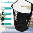 Outerman Hammock Chair, Hanging Chair with 3 Cushions and Foot Rest Support, Sturdy Metal Spreader Bar Max 500Lbs, Swing Chair for Bedroom, Indoor & Outdoor, Patio, Porch or Tree（Black）… by GreenHaven Gardens