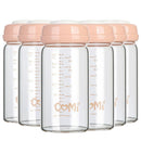 COMI Wide Neck Glass Breastmilk Collection n Storage Bottle, 8oz with Screw Ring Sealing Disk; Re-markable Sealing Disc. BPA Free, Fits Breast Pumps & Nipples (6 Pink Lids) by TinyTreasures Baby Boutique
