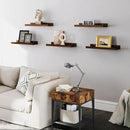 RICHER HOUSE 5 Set Floating Shelves for Wall Decor, Wall Mounted Book Shelf, Nursery Shelves Picture Ledge Shelf with Lip for Wall Storage, Bedroom, Living Room, Bathroom - Walnut by CozyNest Decor