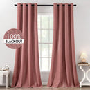 MIULEE 100% Blackout Linen Textured Curtains for Bedroom Solid Thermal Insulated Dusty Rose Grommet Room Darkening Curtains & Drapes Luxury Decor for Living Room Nursery 52 x 120 Inch (2 Panels) by TinyTreasures Baby Boutique
