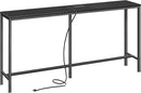 SUPERJARE Console Table with Outlet, 63 Inch Sofa Table with Charging Station, Narrow Entryway Table, Skinny Hallway Table, Behind Couch Table, for Living Room, Plants, Black by CozyNest Decor