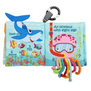 Cloth Crinkle Books for Babies Toddler – Touch and Feel Soft Baby Books, Interactive Early Learning Toys for Infants 0-6-12-18 Months Gift, Teething Toy with Teether, Fish, Octopus, Shark by TinyTreasures Baby Boutique