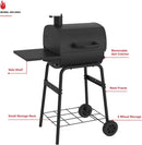 Nexgrill 17.5" Charcoal Grill with Side Shelf, 349 SQ In Cooking Space, Adjustable Chimney, Air Dampers, Temperature Gauge, Warming Rack, Barrel Smoker Grill for Camping, Picnics, and More - 810-0063 by GreenHaven Gardens