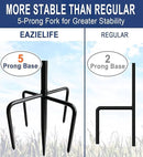 Shepherds Hook for Outdoor Bird Feeders Pole 76 Inch Tall, Adjustable Heavy Duty Garden Hanger Stake Pole with 5 Prong Base, Shiny Black (2 Packs) by GreenHaven Gardens