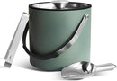 3L Ice Bucket with Silicone Lid, Scoop, Tongs & Strainer, Stainless Steel Double Wall Insulated Ice Buckets for Parties & Cocktail Bar, Outdoor Champagne Ice Container Bin, Dusty Green by CozyNest Decor