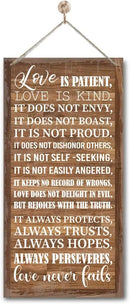 1 Corinthians 13:4-8 Inspirational Hanging Wood Decor Sign, Printed Wood Sign, Love is Patient, Love is Kind Quote, Hanging Bible Verses Woods Wall Signs, Rustic Home Decor Signs, Christian Gift I1 by CozyNest Decor