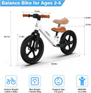 Ridego 12 or 14 Inch Balance Bike for Kids 2-6 Year Old,Lightweight Kids Bike with Adjustable Seat, Push Bicycle with Air Rubber Tires，Ride-on Toys Birthday Gift by TinyTreasures Baby Boutique