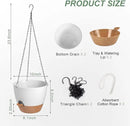 Hanging Planters for Indoor Outdoor Plants, 2 Pack Self Watering Hanging Pot with Drainage Holes & Removable Tray (White, 10'') by GreenHaven Gardens