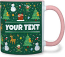 Personalized Mug for Kids - Christmas - Custom Name/Text, Ceramic Hot Chocolate/Cocoa/Coffee Cup for Boys/Girls, Holiday/Birthday Gift - 11 oz, Pink Handle by TinyTreasures Baby Boutique