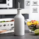 Sweejar Ceramic Olive Oil Dispenser Bottle, Opaque Oil Cruet Protects Oil to Reduce Oxidation, Suitable for Storage Oil, Vinegar, Coffee Syrups & Other Liquids, Pack of 1, 15.5 Fl Oz (White) by CozyNest Decor