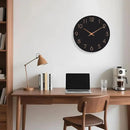 Mosewa Wall Clock Battery Operated 10 Inch Black Silent Non Ticking Simple Minimalist Style Rose Gold Numbers Decorative for Living Room Kitchen Home Office Bathroom by CozyNest Decor